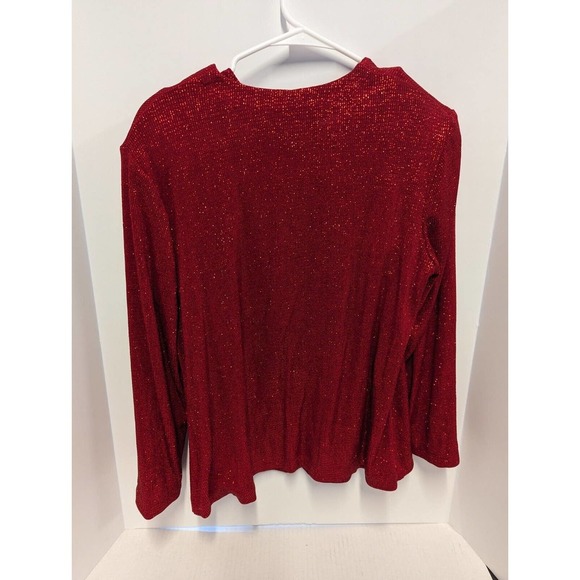 Ronni Nicole Cardigan Twin Set Womens Large Red Sparkle Metallic Holiday Xmas - Picture 3 of 4